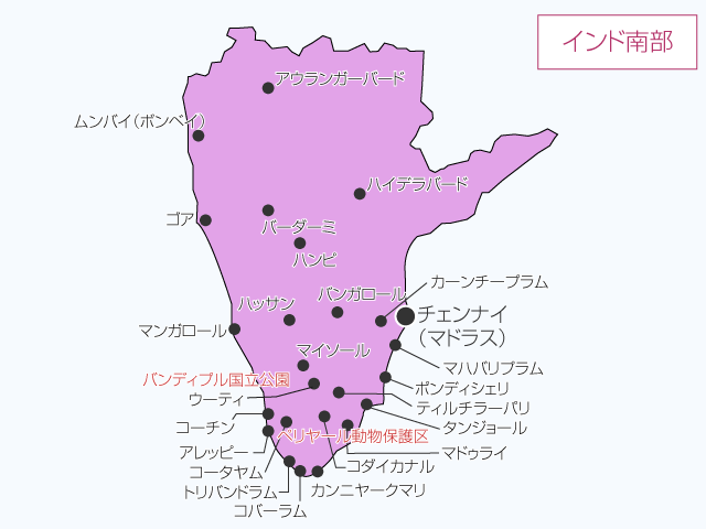 インド南部詳細地図
